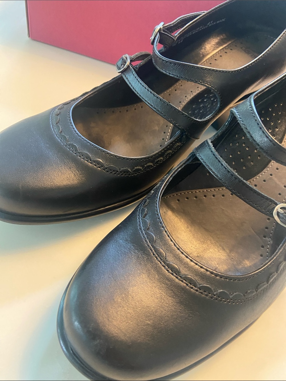 Dansko Black Leather Double-Strap Mary Jane Heels - Picture 12 of 16